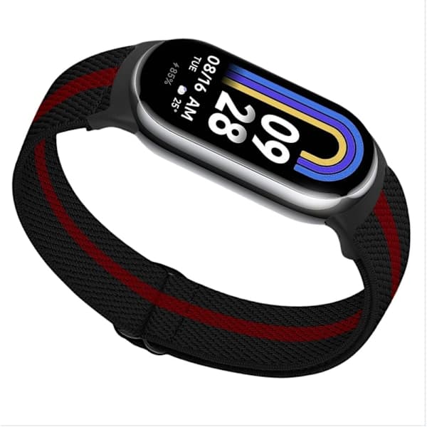 Elastisk nylonrem til Xiaomi 8/9 (14mm) rød+sort rød+sort red+black
