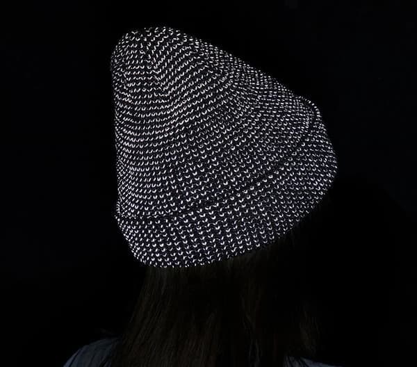 Reflekterande stickade mössor med hög synlighet, vintervarma hattar för kvinnor och män, svart black