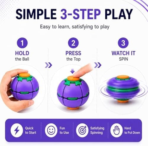 3D-printad press-roterande fidget spinner-leksak, finger-tryckreducerande roterande boll. (Blå) Blue