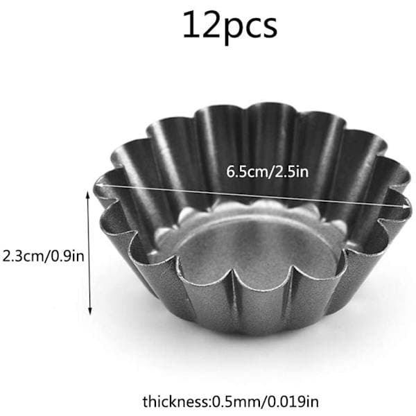 12 kpl 6,35 cm:n kakkuvuokia