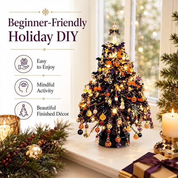 DIY Perlejuletresett, Krystallpynt med Metallstativ og Toppstjerne Style B