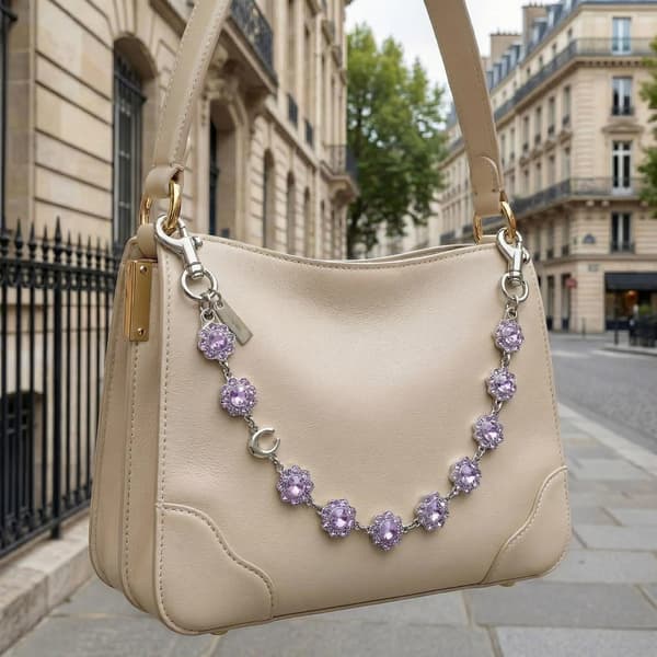 Väskberlocker för handväskor - Söt handväskkedjeberlock - Väskaccessoarer Berlocker för kvinnor Silver-violets-18in