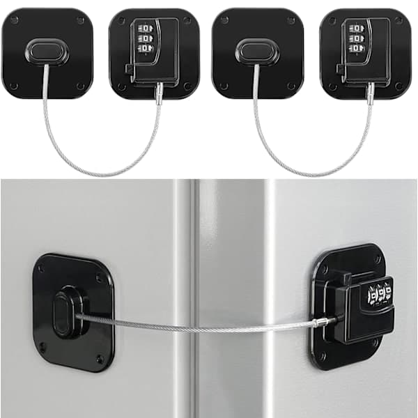 Kylskåpslås 2-pack, Kombinationslås Kylskåp Barnsäkerhet, Svart black