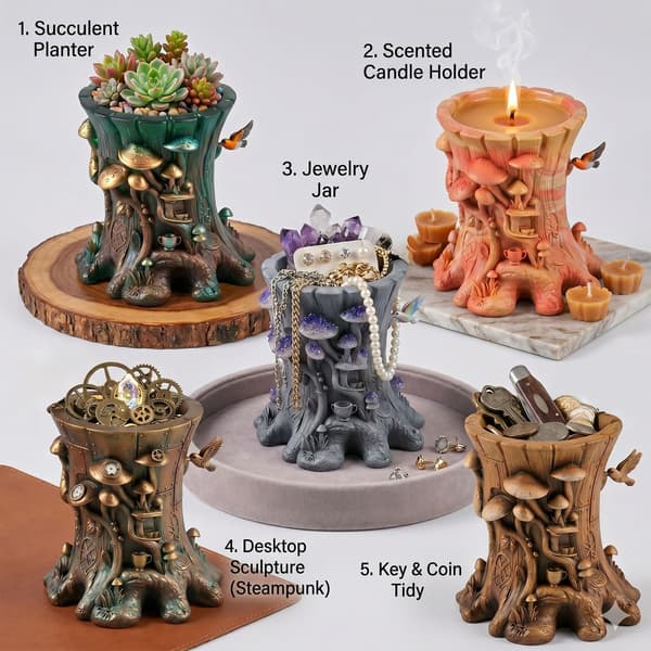 Sopp Trestubbe Silikonform for Epoxyharpiks Støping Håndverk Tree Resin Mold
