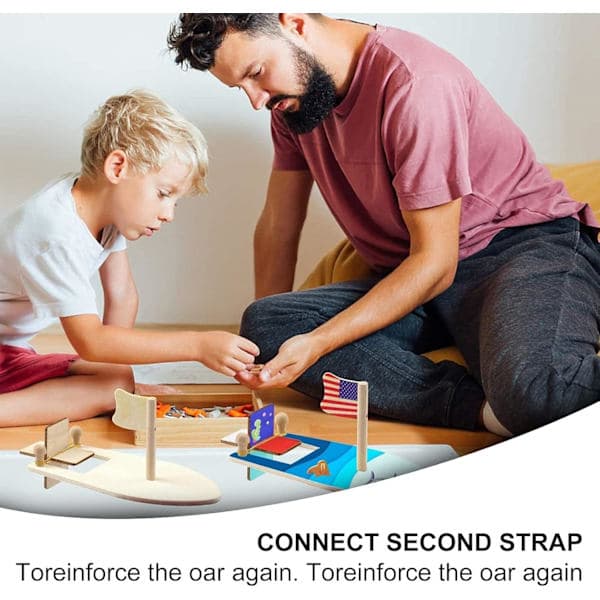 DIY Treseilbåt, 8-delt Trebåt Leketøy Maling DIY