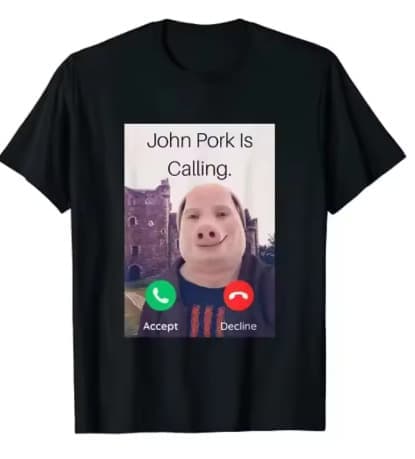 BEGRENSET Morsom Gris Meme John Pork Ring Svar Ring Telefon T-skjorte - AGCOK M M