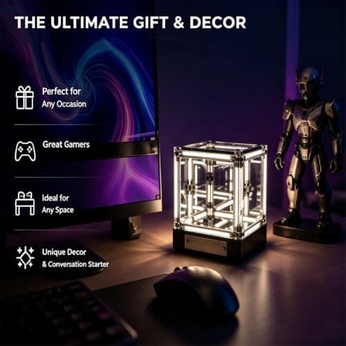 Tesseract Cube, 4D Cube, 4D Effect Cube, Infinite 4D Effect Cube with LED Light, 3D LED 360 Hologram Sphere, Infinite Dimension Lamp, Infinite #D