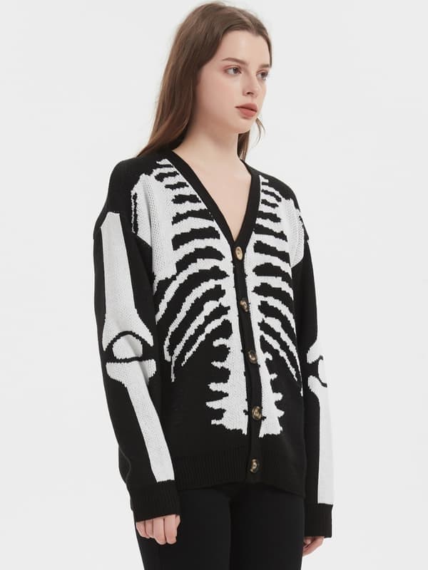 Oversized mønstret striktrøje afslappet striktrøje sød unisex-stil, størrelse L L