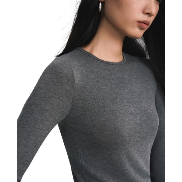 Højstræk Modal Cashmere Slim Fit Langærmet Top til Kvinder 5 Farver, Grå Grey