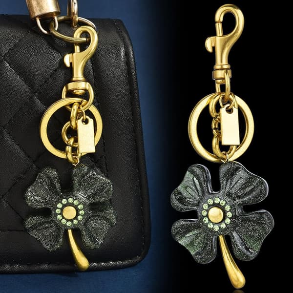 Väskberlock, söta handväskberlocker, väsktillbehörsberlocker, väskkedjor, handväskberlocker Four-leaf - Black