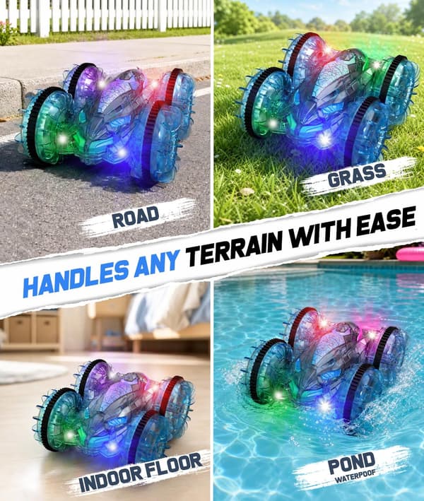 Fjernstyrt bil for barn gutter 4-10 år, Monster Truck-leker med LED-lys