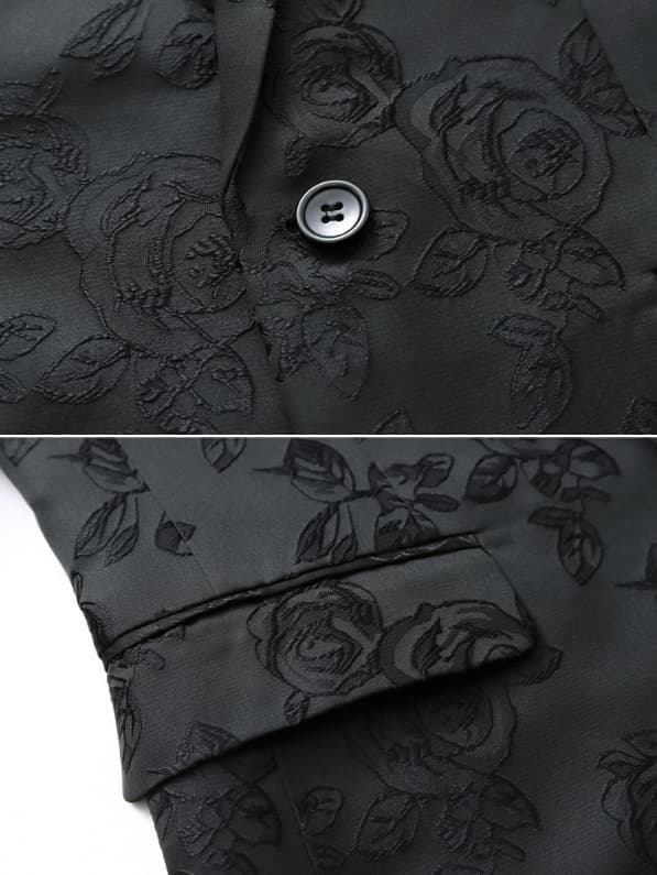 Smokingblazer for menn med rosebroderi, størrelse M M