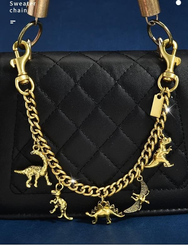 Väskberlocker för handväskor - Söt handväskkedjeberlock - Väskaccessoarer Berlocker för kvinnor Dinosaur Chain - Gold