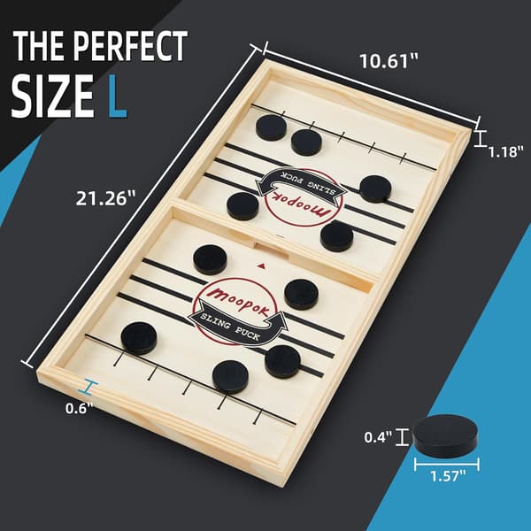 moopok Fast Sling Puck Game, Brädspel i trä för barn och vuxna (Standard) Extra Large