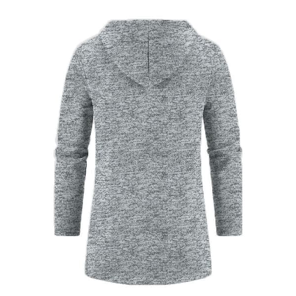 Strikket sweater til mænd, stilfuld medium hættecardigan med lynlås, grå, størrelse M grey M