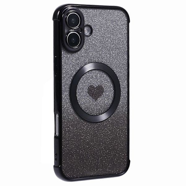 Etui til iPhone 16 Plus Gradient Sparkle TPU mobildeksel kompatibelt med MagSafe - Svart