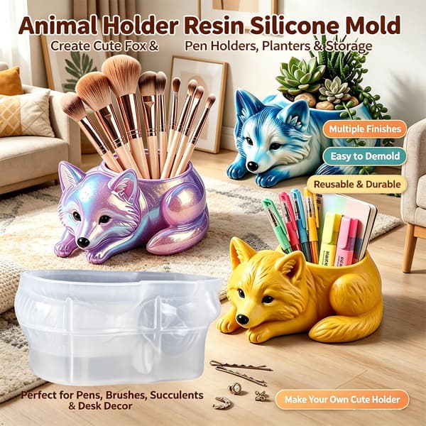 Rev Silikonform for Ræv 3D Dyre Epoxy Lysestakeform Fox Resin Mold
