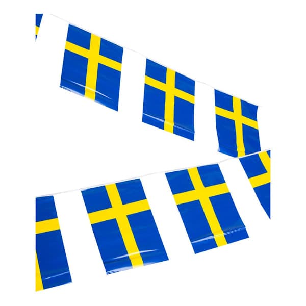 6m - Flagglenke Sverige - Girlander / Flagg - Gul - Blå