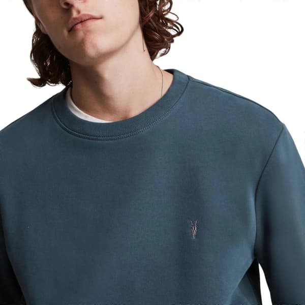 All Saints Reven Herre Sweatshirts Afslappet Pullover Vinter Jumper Teal Blue S