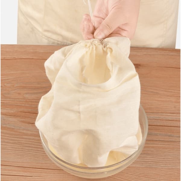 Robust osteklede med snøring, gjenbrukbart osteklede, for siling, bløtlegging, brygging, matlaging, damping, spiring og mer, bred bruk