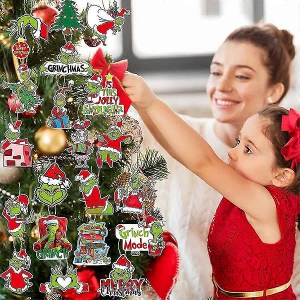 24 st Grinch julgransprydnader Grinch julgransdekorationer