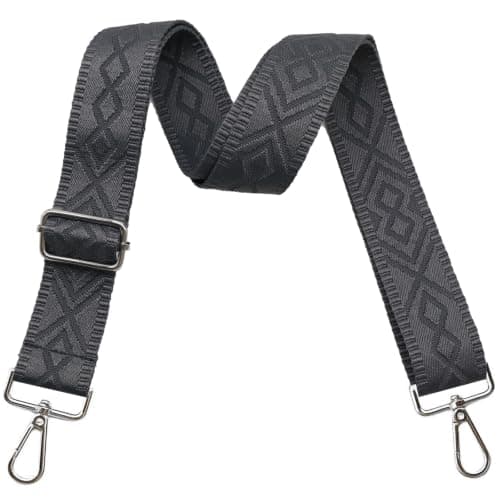 Axelremsremmar för handväskor Breda axelväskremmar Justerbar ersättningsbroderad handväskrem för handväskor Silver Hardware-dark grey