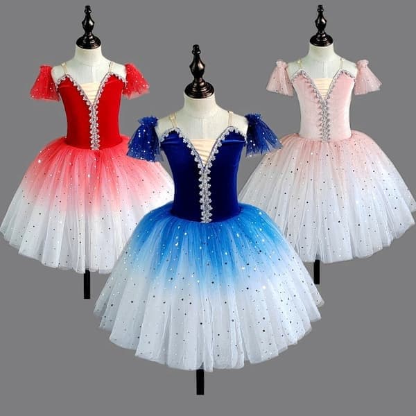 Balletskørt til piger, danseskørt, stram balletkjole, rød, størrelse 160 red 160