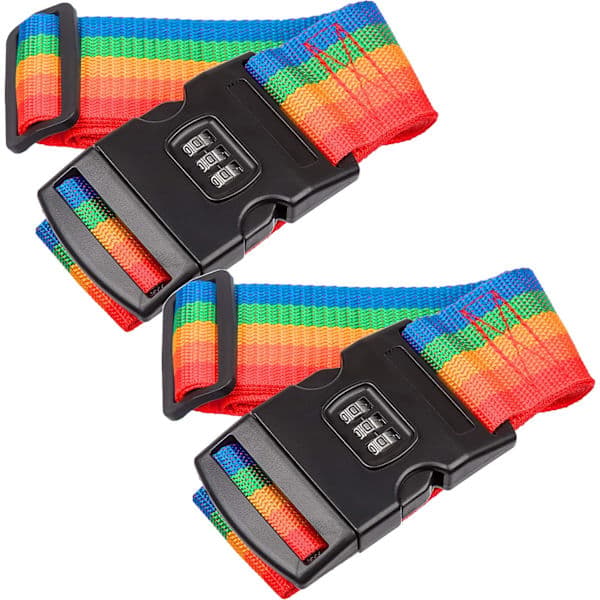 2-pack justerbara resväskband med lås och spänne