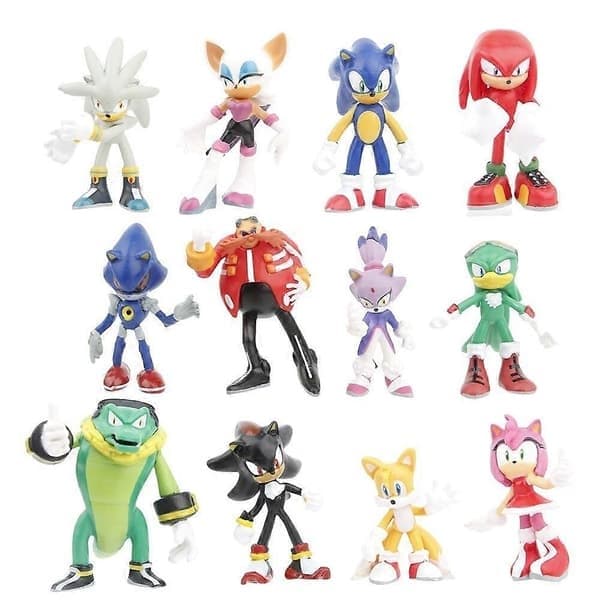 2024 Sonic PVC Karaktärsleksak Igelkott Shadow Tails Figur Modell Dockor Barn Djurleksak 12st/set
