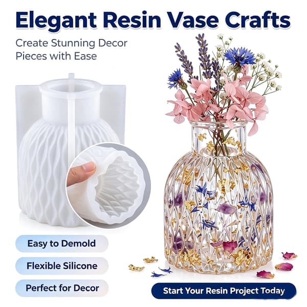 3D Vandkrusning Vase Silikoneform til Epoxyharpiksstøbning Håndværk Vase Resin Mold