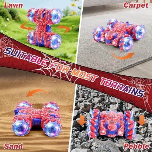 Bevegelsessensor RC Stuntbil 2.4GHz Helkroppslys Dobbeltsidig RC-biler Dual Control Red