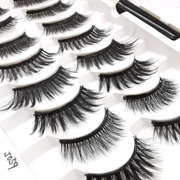 10 par magnetiske øjenvipper Eyeliner Liquid & Pincet Sæt, Sæt 2 - Tyk Set 2-Thick
