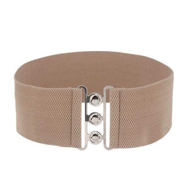 Bredt elastisk belte med metallspenne, midjebelte KHAKI khaki khaki
