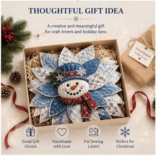 DIY Quiltet Julebue Sæt, Snemand Stof Patchwork Dørpynt Gingerbread