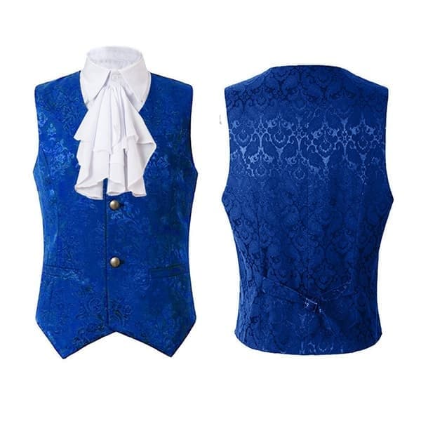 Paisleyvästar för män viktoriansk steampunk gotisk kostymväst, blå, storlek S blue S