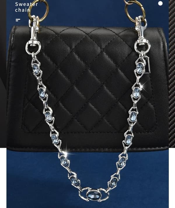 Väskberlock, söta handväskberlocker, väsktillbehörsberlocker, väskkedjor, handväskberlocker Chain Blue Diamonds - Long