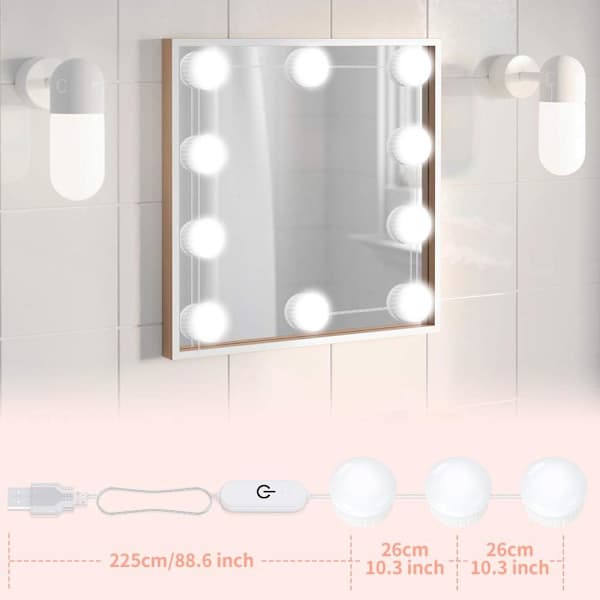 LED Spejllys Hollywood Style Makeup Lampe 10 Dæmpbare