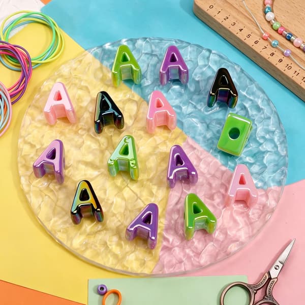 26 st A-bokstavspärlor Stora hål Tjocka bubbelalfabetspärlor Large Letter Beads A
