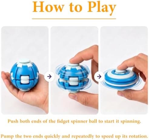 Tryk Spin Fidget Spinner-bold, Tryk & Spin Sensorisk Stressaflastende Fidget Roterende Bold, Bærbar Håndholdt Spinner-bold til Voksne, Kontor Skole Yellow