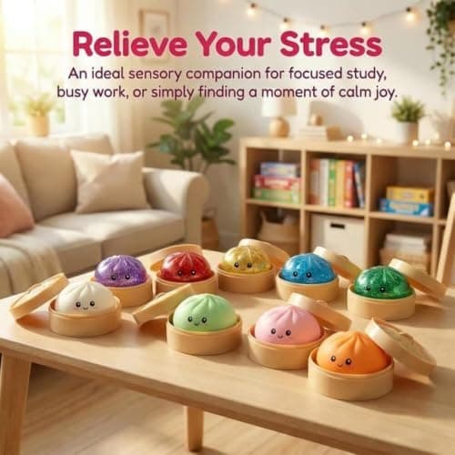 Glitter Dumpling Squishy Squeeze Legetøj med Damper, Blød Langsom Rebound Stress- og Angstdæmpende Sensorisk Fidget Bold til Børn og Voksne (Guld)