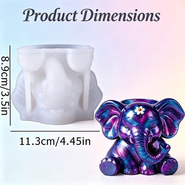 Elefant urtepotte silikoneform til epoxyharpiksstøbning DIY-håndværk Elephant Resin Mold