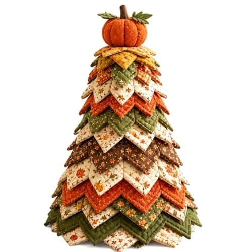 DIY Quiltad Julgranssats, 3D Vadderad Tygsömnad Hantverksset (Pumpa) Pumpkin