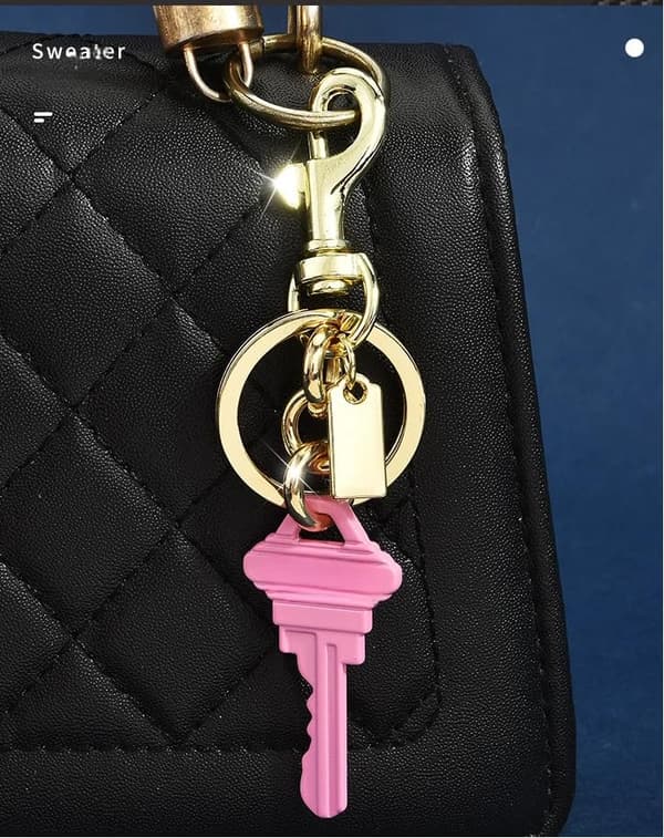 Väskberlock, söta handväskberlocker, väsktillbehörsberlocker, väskkedjor, handväskberlocker Pink Key