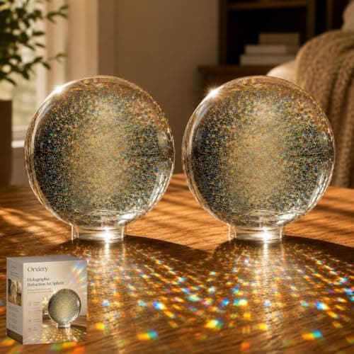 Holografisk Refraktion Kunstkugle Premium Optisk Glas Lys Prisme Indretning 2pcs