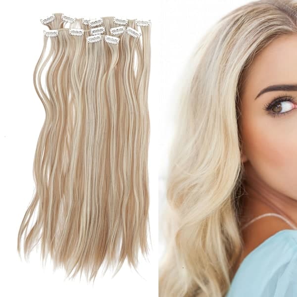 6 stk. Lange Lige Hår Extensions Paryk Sæt 16 Clips Falsk Hårstykke Styling Værktøjer 01#