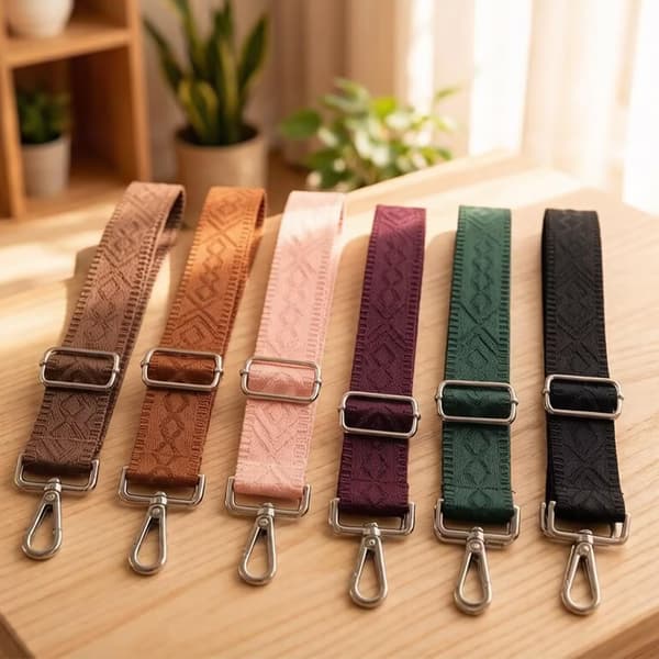 Crossbody-stropper til punge Brede skuldertaskestropper Justerbar erstatningsbroderet pungstrop til håndtasker Silver Hardware-grey