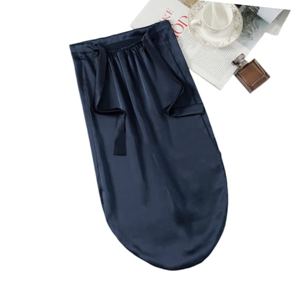 Lang sovehætte 100% silke pink marineblå NavyBlue