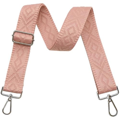 Crossbody-stropper til punge Brede skuldertaskestropper Justerbar erstatningsbroderet pungstrop til håndtasker Silver Hardware-pink
