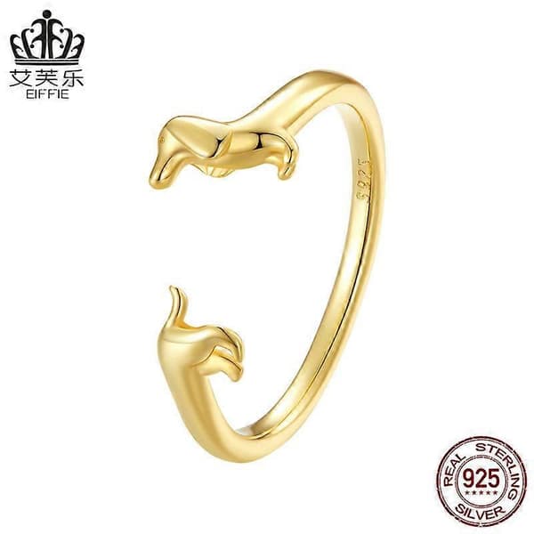 Gravhund Hund Sød Åben Ring Justerbar Ring Gold