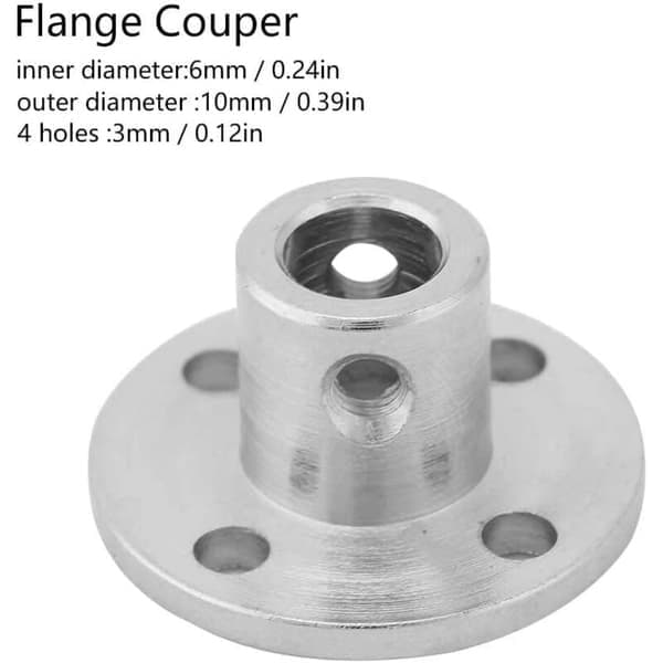Flangekobling, 2 stk. M3 stiv flangekobling, motorakselkobling, forbindelse, indvendig diameter 6 mm, udvendig diameter 10 mm lysegrå